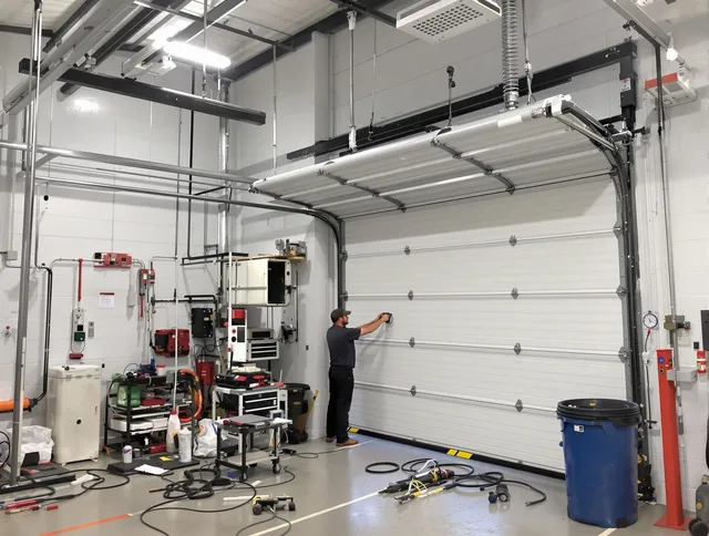 Cimarron Hills Garage Door Repair certified technician performing commercial door repair at a Cimarron Hills business facility