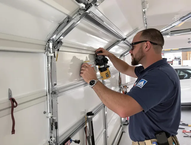 Cimarron Hills Garage Door Repair technician quieting a noisy garage door in Cimarron Hills
