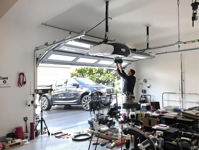 Cimarron Hills Garage Door Repair specialist installing smart garage door opener system in Cimarron Hills home