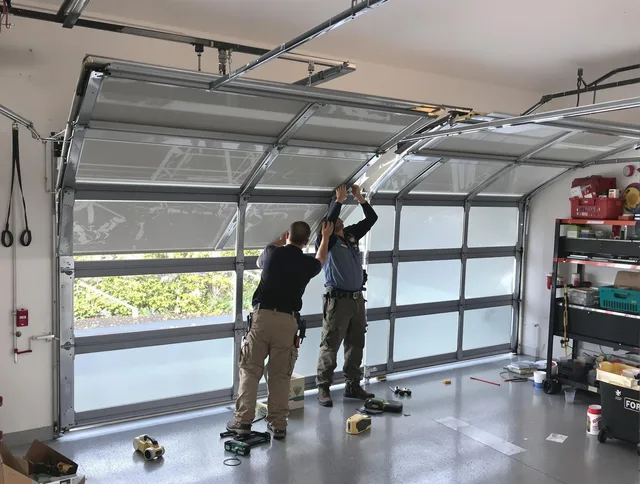 Cimarron Hills Garage Door Repair expert performing precise panel replacement on Cimarron Hills garage door